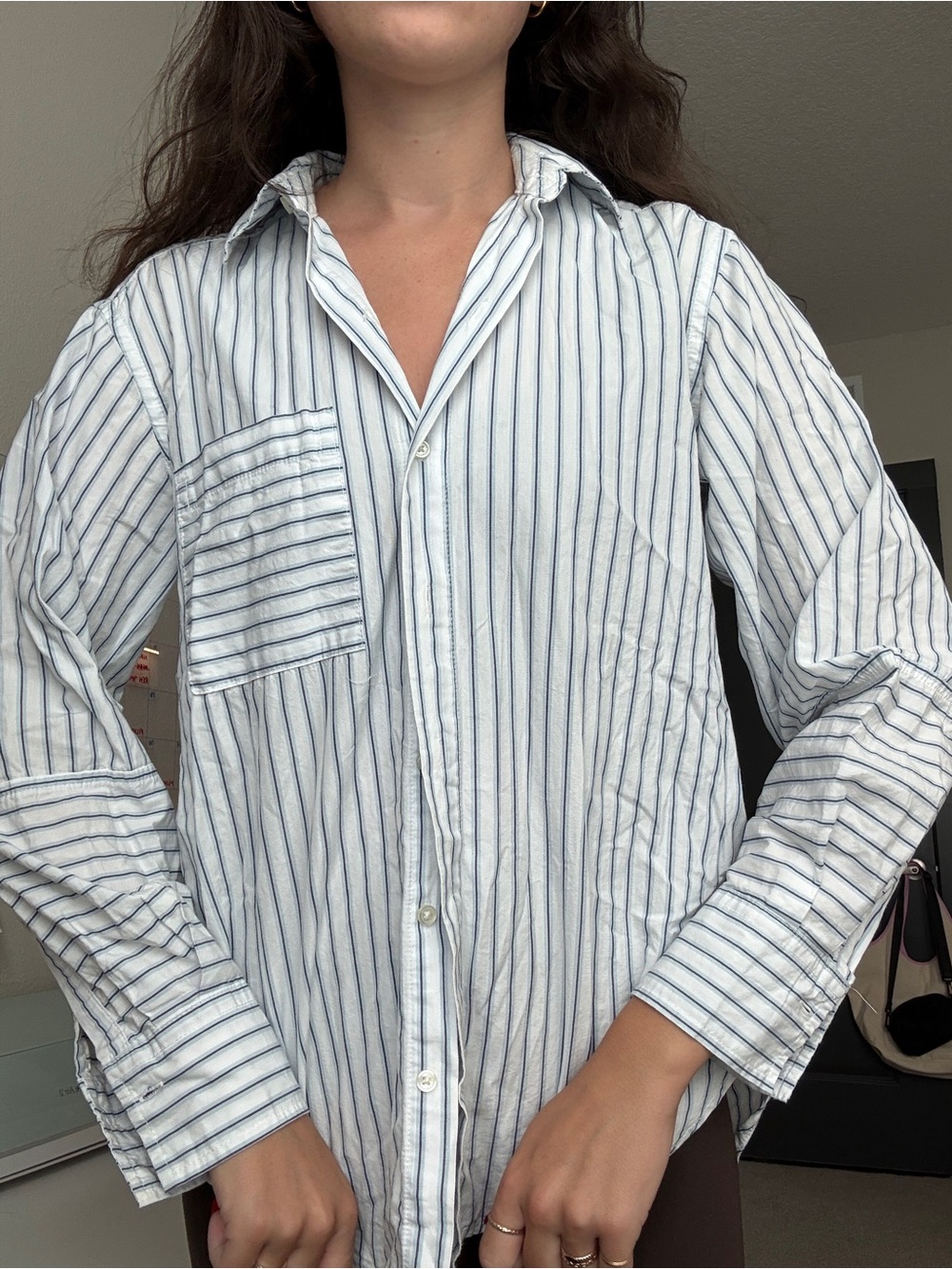 Blue and White Striped Button Down
